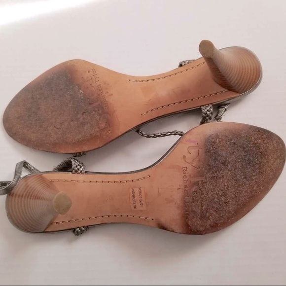 Richard Tyler women’s braided strappy anthracite grey high heel shoe - size 10 - Picture 4 of 7